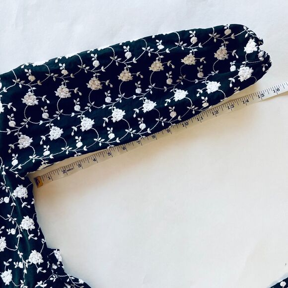 Draper James Women's Embroidered Long Sleeve Short Dress in Black & White Size M - Picture 15 of 16